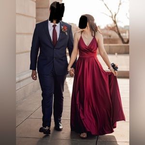 Crimson satin prom dress size 6